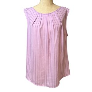 Worthington Women’s XXL Sleeveless Blouse Pink Stripe Pleated Career Top NWT